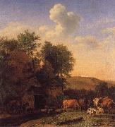 A Landscape with Cows,sheep and horses by a Barn, POTTER, Paulus